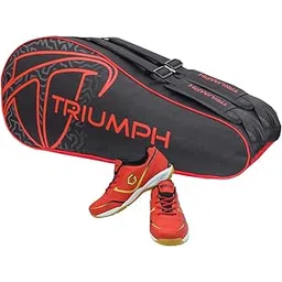 Gowin Badminton Shoe Smash Red Size-1 with Triumph Badminton Bag 303 Black/Red