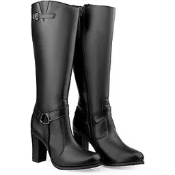 Women’s Faux Leather Material Premium Knee-Length Fashion Boots And Block Heel Long Boots