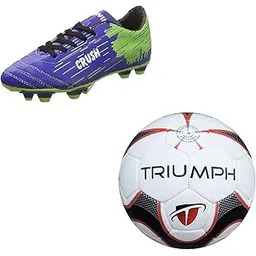 Football Pu M-90 with Gowin Football Shoe Crush Blue Green Size-7