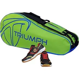 Gowin Badminton Shoe Smash Black Size-7 with Triumph Badminton Bag 303 Lime/Royal