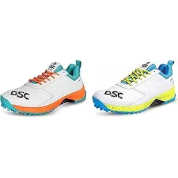 Jaffa 22 Cricket Shoes for Men and Boys Uk-10 White-Orange & DSC Jaffa 22 Cricket Shoes for Men and Boys UK-9 White/Lime-Yellow