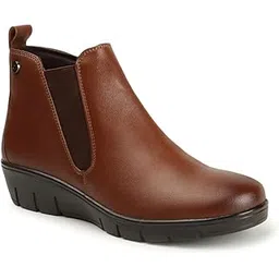 Women's Boots Slip-on Accent and Elastic Side Panels,Casual Boot