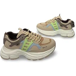 Chunky Platform Sneakers, Mesh Panels, Thick Sole Design, Sport Shoes for Womens