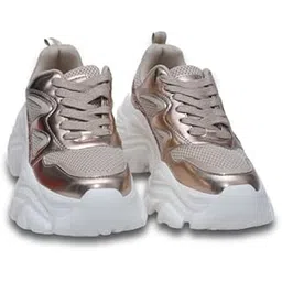 London Performer Rose Gold Sneakers | Stylish Metallic Casual Shoes with Cushioned Comfort for Women & Girls