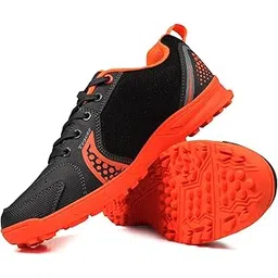 Men's Cricket Shoes, PU Outer Material, Hybrid Sole, Lightweight Sports Shoes with Ankle Support, Strong Grip for Turf and Hard Ground, Breathable Design, UK Sizes 6 to 11