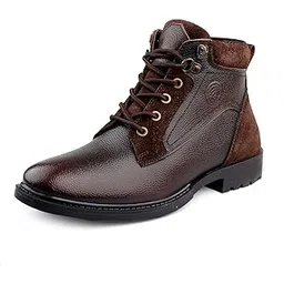 Men's Meteor Splash Proof Full Leather Classic Fashion Boots for Bikers Riders Trekking Trails Backpacking and Hiking | 6 Inches | Ankle Height | All Day wear