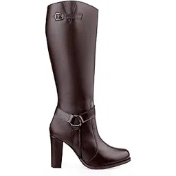 Women’s Faux Leather Material Knee-High Block Heel Boots And Comfortable High Heel Tall Boots