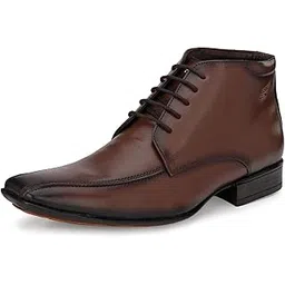 Men's Brown Leather Derby Ankle Boot Shoes