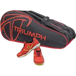 Gowin Badminton Shoe Smash Red Size-3 with Triumph Badminton Bag 303 Black/Red
