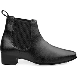 Men's 2 Inch Heel Height Increasing Faux Leather Material with Casual Formal Slipon, Chelsea Boot.