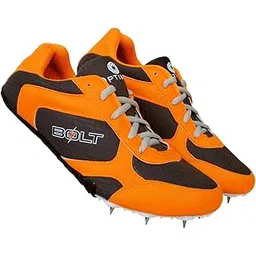 Unisex Athletic Spike Shoes Running Spike Shoes Racing Spike Shoes Sprint Shoes Light Weight with PU Sole - Orange Size 9 - with Free Set of 14 Spike Nails & 1 Key