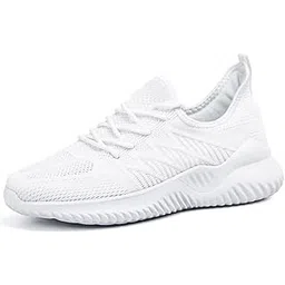 Nurses Shoes for Women Casual Walking Lace Up Lightweight Breathable Tennis Running Sneakers White Size 9