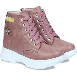 HimQuen Women Fashion Comfortable Leather Material PVC Rubber Sole Outer Mesh Lace-Up Anti-Slip Water Resistant Outdoor Sports Shoes