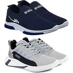 BRUTON Sports Running Shoes Sneakers Lace-up Shoes for Men's & Boy's - Combo Pack of 2