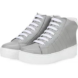 Commander Shoes Latest High Ankle Flat Boots for Girls and Women (703 Grey 4UK)