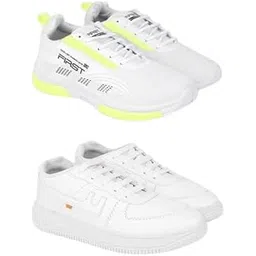 Men's Ultra-Lightweight Breathable Lack-up Sports Shoes with Cushioned Sole Combo of 2