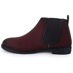 Mens Solid Slip on Genuine Leather Chelsea Boots