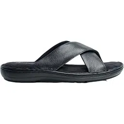 Zen X Strap Sandal |Casual Footwear|Casual Look |Handcrafted |Leather |Sandals for Mens- Cushioned Footbed |EVA Sole (Black_6)