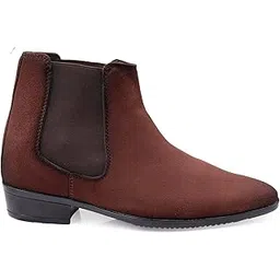 Men's 9 CM Hidden Height Increasing Suede Material With Casual Formal Chelsea Slipon Boot.