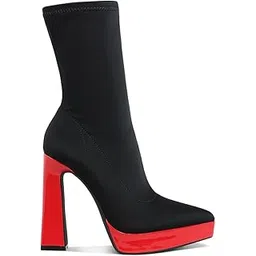 Women Contrasting Platform Detail Sock Boots