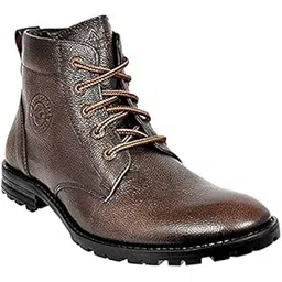 Genuine Premium Leather Luxury Memory Foam High-Top Ankle Boots Shoes For Men(ACCS-823|Brown|Size-6,7,8,9,10)