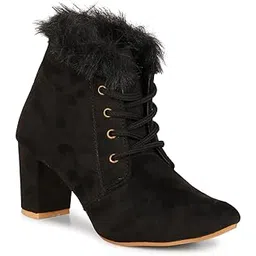 Commander Shoes Casual Heel Boots for Girls and Women (7UK Black 520SD)