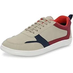 Men's Casual Shoes Fashion Lace Up Non-Slip Flats Trendy Stylish All Day Comfortable Lightweight Sneakers with Extra Comfort on Heel (6580)