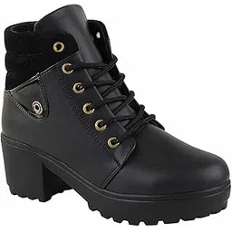 Women and Girls Casual Trendy Comfortable Synthtic Lace up Boots,Heel Boots Outdoor Winter, Holiday, College Wear Boots