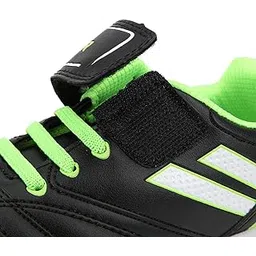 Waterproof and Durable Artificial Leather Sports Shoes, 30 Yards Children Football Shoes, Non‑Slip Black Kid Sports Shoes for Boy and Girl(Black)