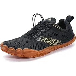 Men's Trail Running Shoes Minimalist Barefoot 5 Five Fingers Wide Width Toe Box Size 9.5 Gym Workout Fitness Low Zero Drop Male Lightweight Minimus Tennis Flat Comfort Black
