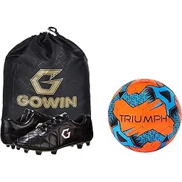 Football Pvc Boss Orange With Gowin Football Shoe Mercury Black Size-7