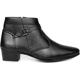Men's 2 Inch Heel Height Increasing Formal Buckle Zipper Boots