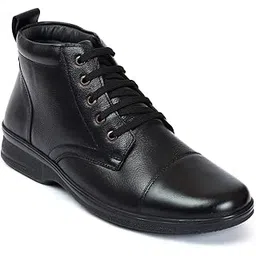 High Ankle Genuine Leather Boots For Men ZA-1161 | Anti-slip Hiking And Motocycling Shoes With Cushioned Insole