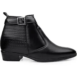 Men's 9 Cm Hidden Height Increasing Faux Leather Material with Casual Formal Slipon Boot.