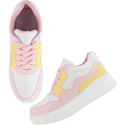 Casual Sneaker Lace-Up Shoes Lightweight Sole with Memory Foam Insole for Women & Girls