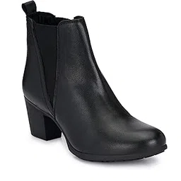 Black Mid heal Ankle Boots for Women's