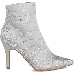 Satin Rhinestone Ankle Party Boots