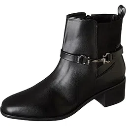 Women's Women Buckle Detailing 2 inch Block Heel Boots