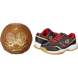 Gowin Court Shoe Smash Black Red Size 2 with Triumph Shooting Ball Leather