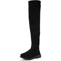 Women’s Over-the-Knee Long Boots | Stylish Suede Finish with Tie-Up Detail | Comfortable Block Sole Winter Footwear for Girls and Women