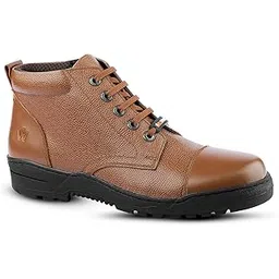 Wildfoot Charlie Unisex Police Boot | Smooth Full Grain Uniform Leather Shoes for Men & Women | Lace Up High Ankle Shoes | Combat Boots for Commando, Military, Army, Security Boot (Tan, 09 UK/INDIA, UK Footwear Size System, Adult, Men, Numeric Range, Medium, 5, 12)