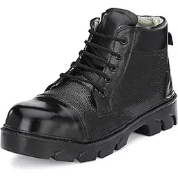 Black Genuine Leather Combat Steel Toe Safety Service Security Boots WW-88