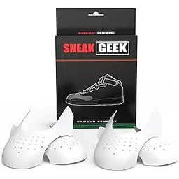 SNEAK GEEK 2 Pairs Sneaker Crease Protectors for Mens Shoes 8-12, 2 Pairs White and White, Men's US Size 8-12