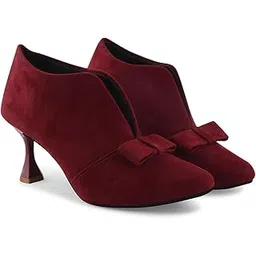 Women's Kitten Heel Boots Ankle Pointed Toe Stiletto Booties Pull-on Shoes