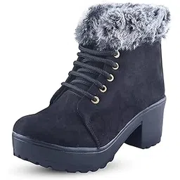 Colorsole® New & Trending fashion High Heels Fur Boots for Women's | Ladies | Females | Girls Comfortable, Fashionable, Velvet, Shoes College Wear | Casual Boots__