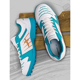 Vector X Striker Cricket Shoes Synthetic Leather Upper/PVC Sole Studs for Men Lace up Closure| Lightweight & Durable Footwear| Ideal for Turf, Ground & Hard Surfaces (White-Sea Green, Size: 9)