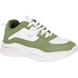 Shoes Factory Men’s White-Green Sneakers – Lightweight, Breathable Sports Shoes for Running, Walking, Casual Wear