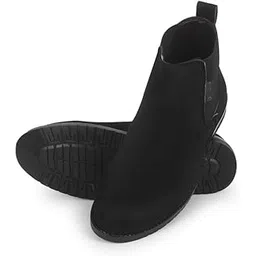 Mens Solid Slip on Genuine Leather Chelsea Boots