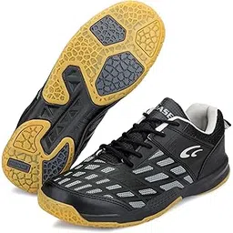 PRO Black Badminton Shoes|Ideal for Badminton, Table Tennis, Volleyball|Non-Marking Sole|TRU Cushion|TRU Shape.