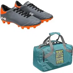 Charged Sports Bag Bouclier Feel Burn Senior Cyan With Gowin Football Shoe Ace Grey Orange Size-5